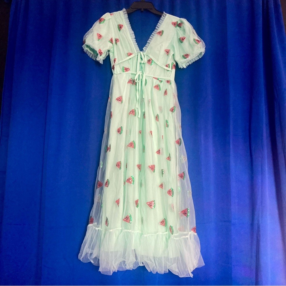 Mint Green Watermelon Sequin Dress 🍉💚❤️